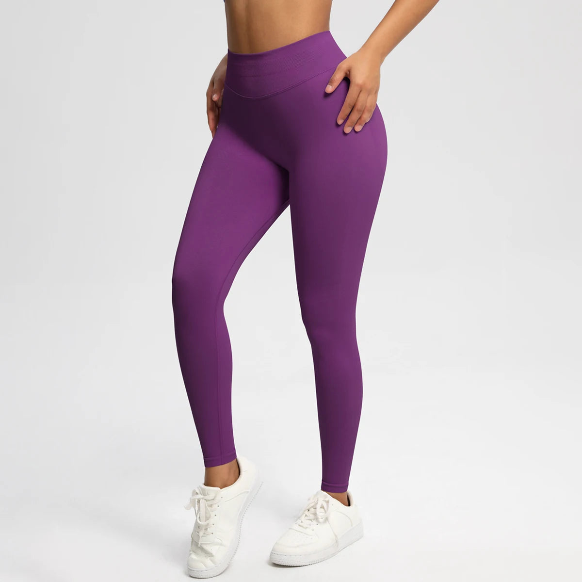 Women's Solid High Waist Sports Leggings, HighStretch Seamless Yoga Leggings, LadiesSportswear for Indoor Outdoor Wear