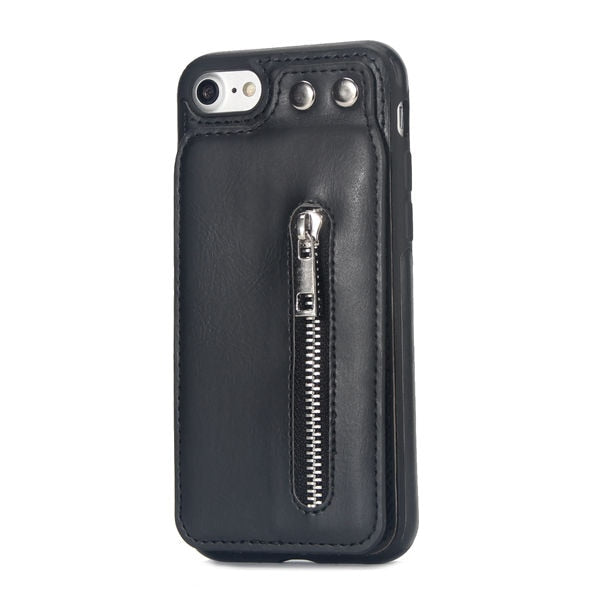 Cases For iPhone X 8 7 6S 6 Plus 5S SE Fashion zipper Leather Phone Case Card Holder Wallet Cover