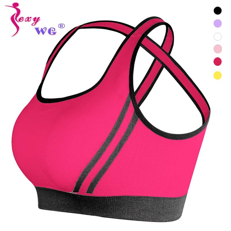 SEXYWG Cross-Back Sports Bra for Women Gym Althletic Vest Yoga Bras Push Up Brassiere BH Sport Top Crop Sportswear Fitness Shirt
