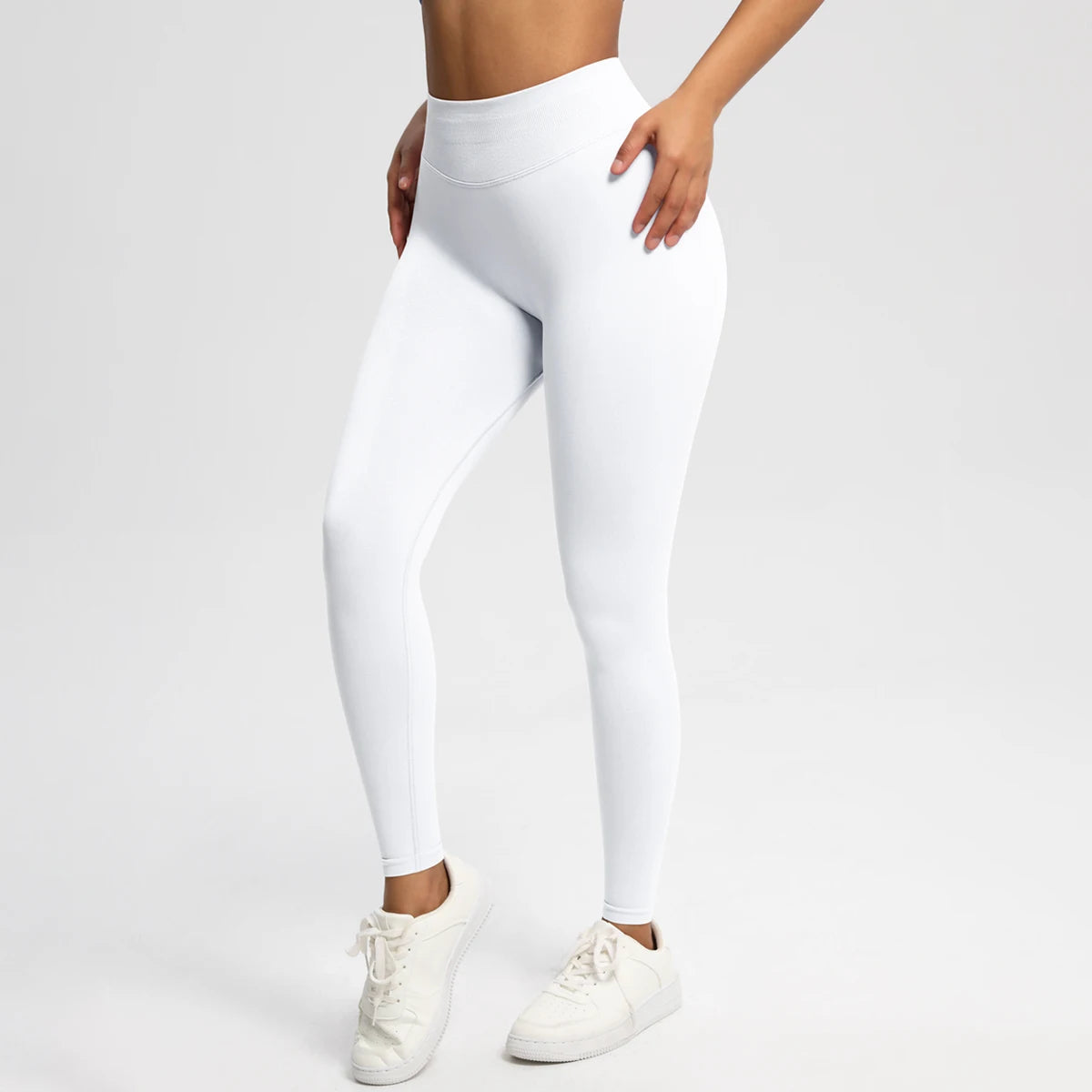 Women's Solid High Waist Sports Leggings, HighStretch Seamless Yoga Leggings, LadiesSportswear for Indoor Outdoor Wear