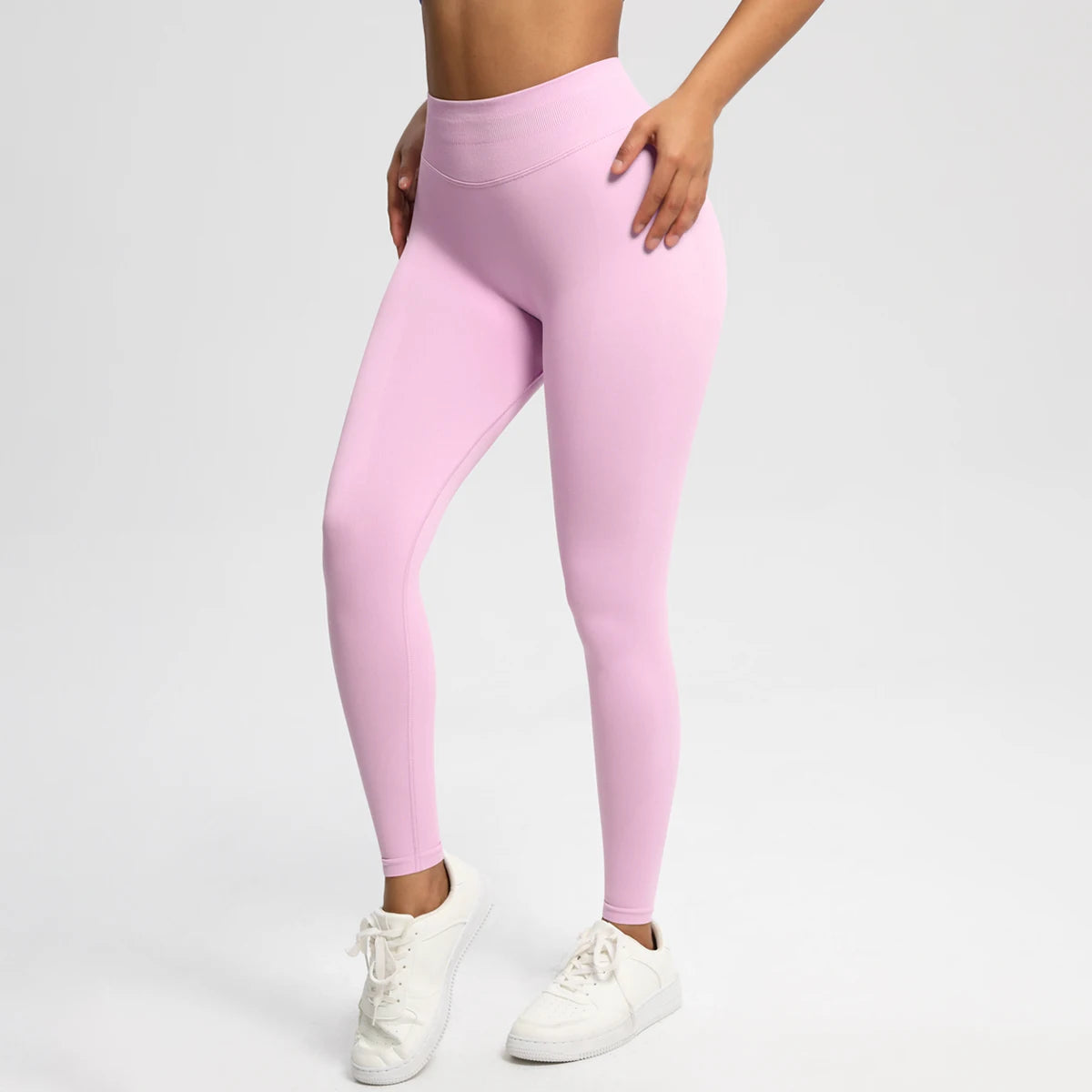 Women's Solid High Waist Sports Leggings, HighStretch Seamless Yoga Leggings, LadiesSportswear for Indoor Outdoor Wear