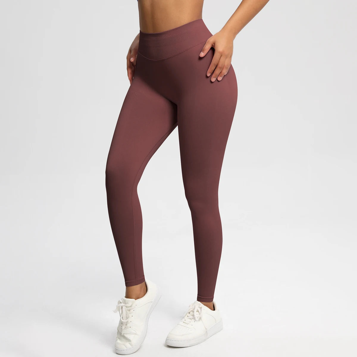 Women's Solid High Waist Sports Leggings, HighStretch Seamless Yoga Leggings, LadiesSportswear for Indoor Outdoor Wear