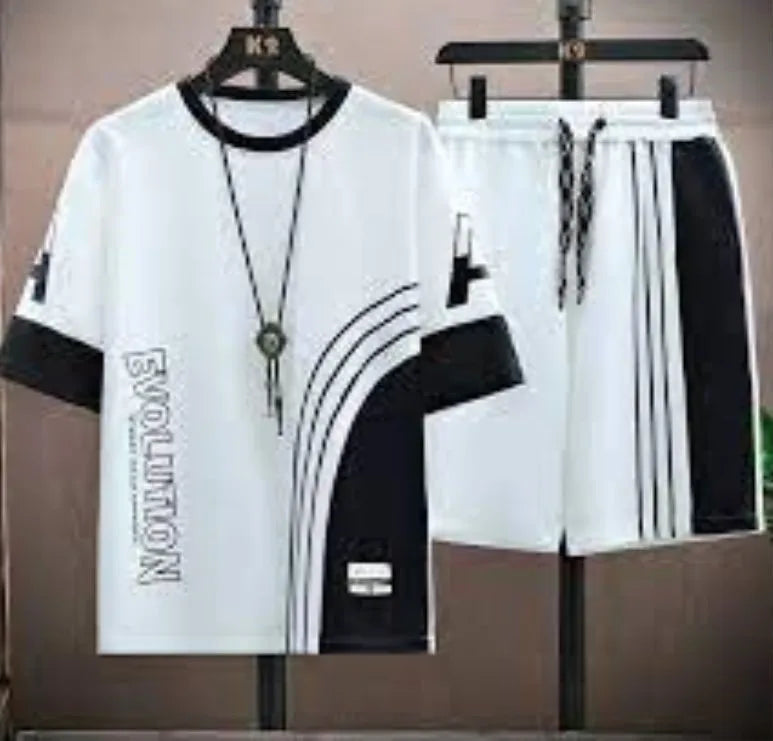 Summer Trendy Brand Breathable Thin Two-Piece Casual Sport Shorts Suit Men's Women's Collar Short-Sleeved T-Shirt Sets
