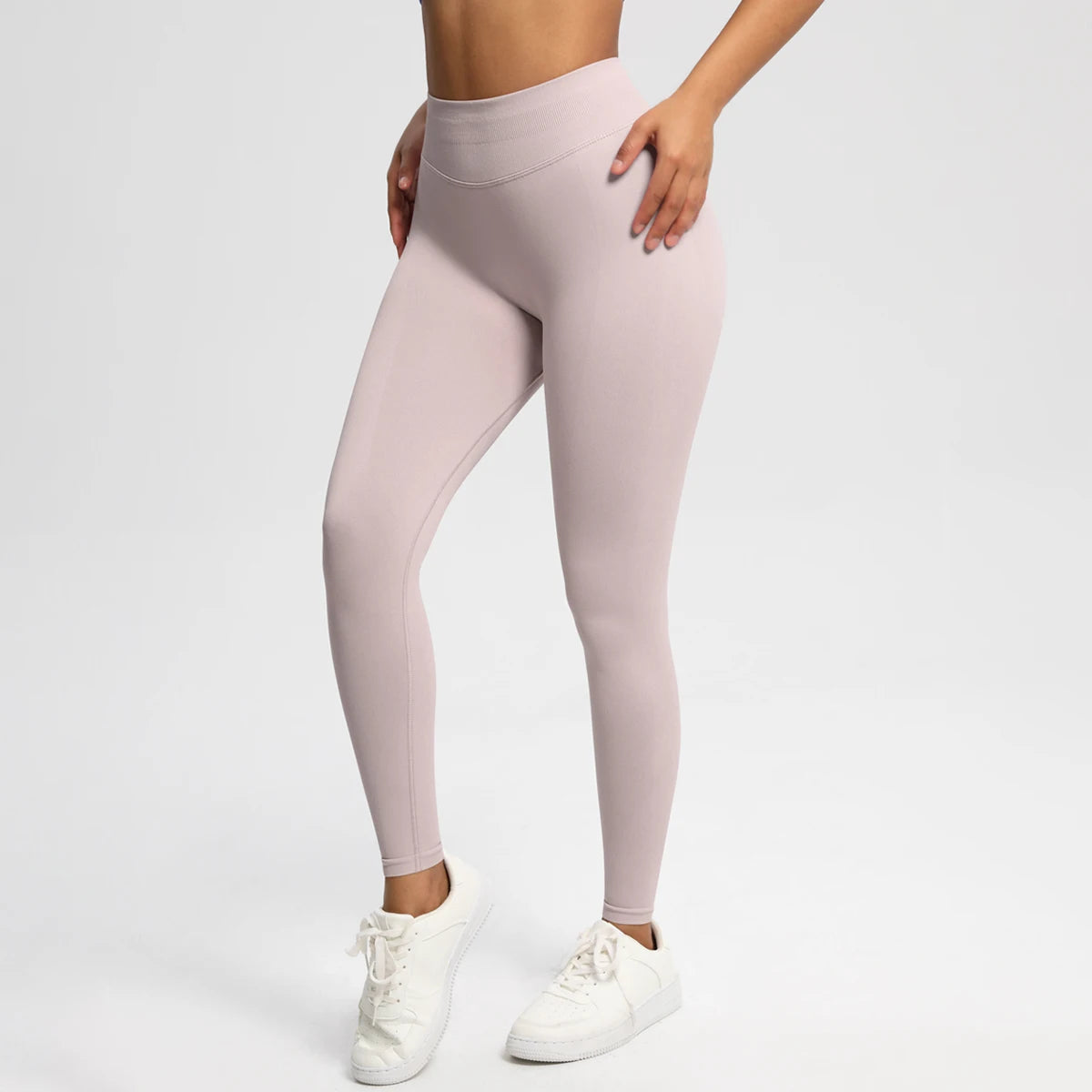 Women's Solid High Waist Sports Leggings, HighStretch Seamless Yoga Leggings, LadiesSportswear for Indoor Outdoor Wear