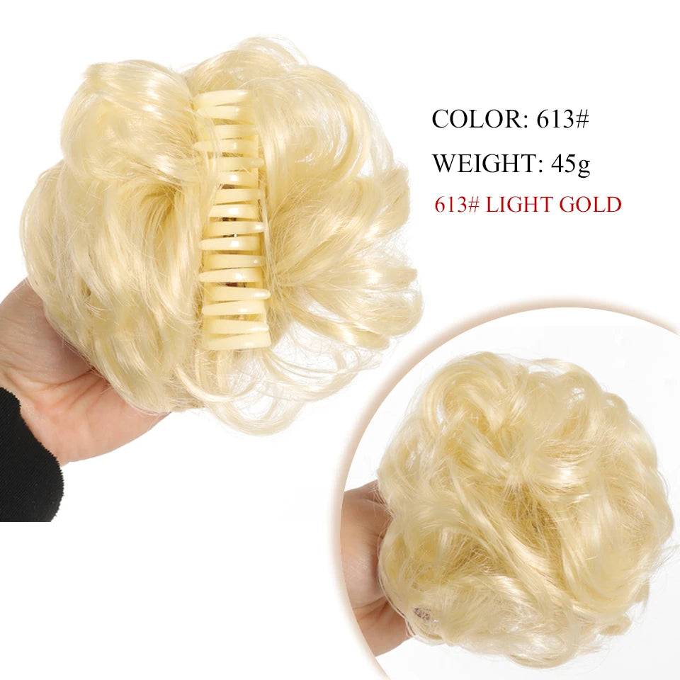 Synthetic Chignon Messy Hair Bun Claw Clip in Hair Piece Wavy Curly  Bun Ponytail Extensions Scrunchie Hairpieces for Women