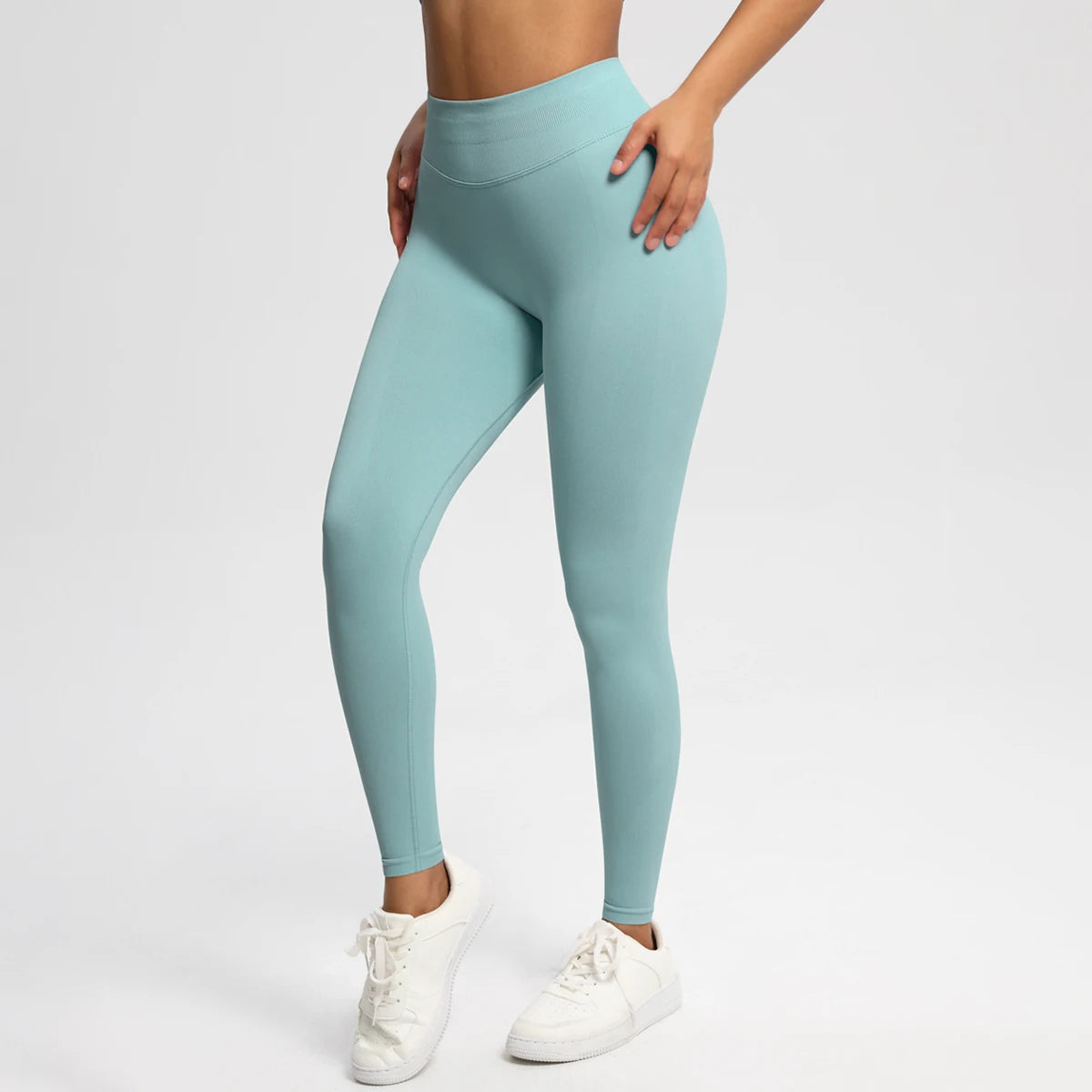 Women's Solid High Waist Sports Leggings, HighStretch Seamless Yoga Leggings, LadiesSportswear for Indoor Outdoor Wear