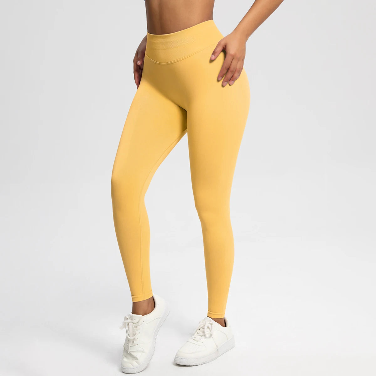 Women's Solid High Waist Sports Leggings, HighStretch Seamless Yoga Leggings, LadiesSportswear for Indoor Outdoor Wear