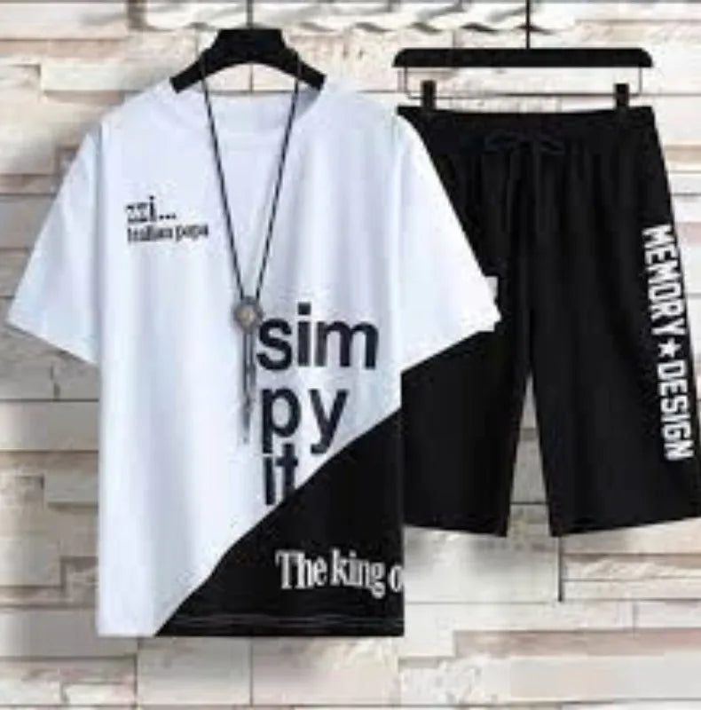 Summer Trendy Brand Breathable Thin Two-Piece Casual Sport Shorts Suit Men's Women's Collar Short-Sleeved T-Shirt Sets