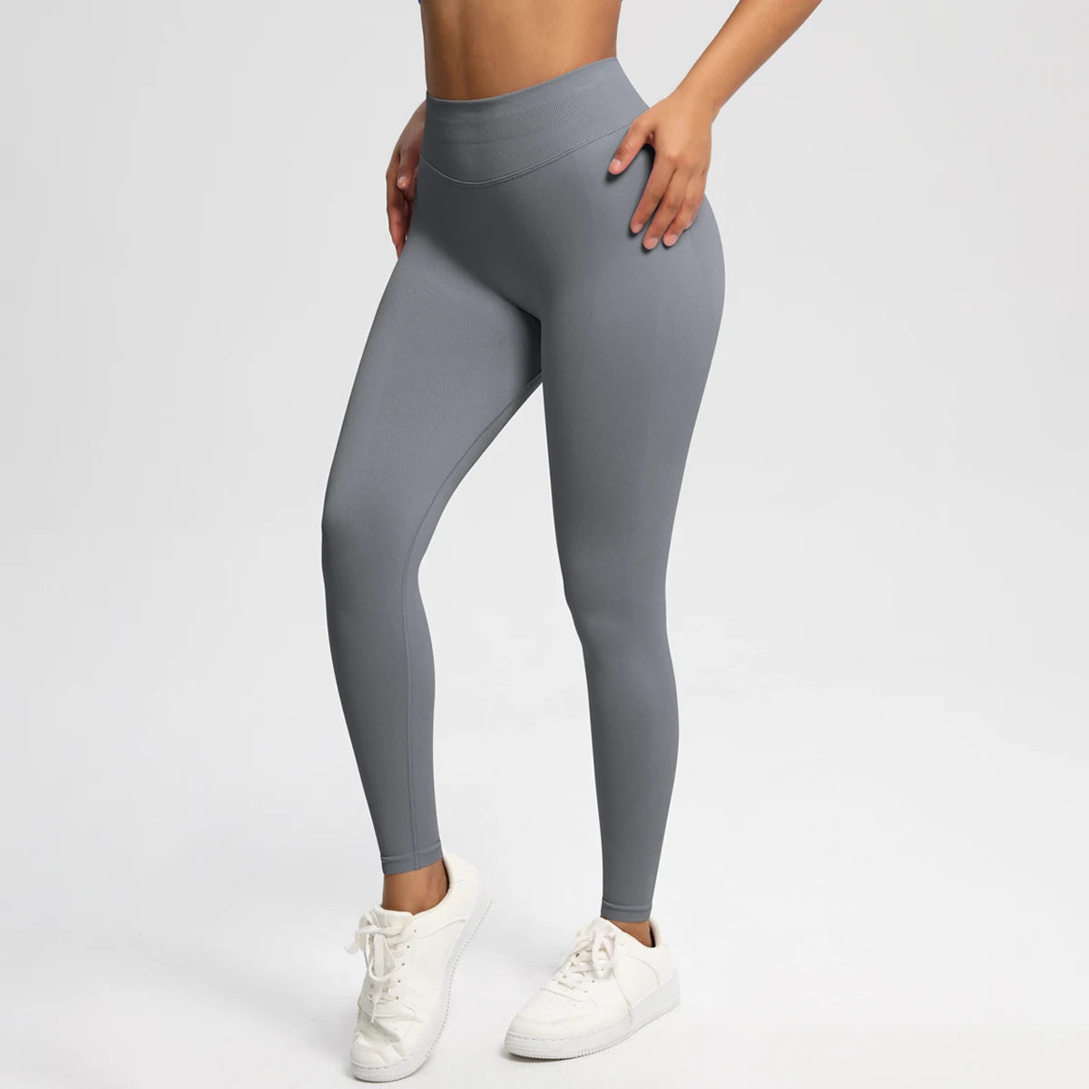 Women's Solid High Waist Sports Leggings, HighStretch Seamless Yoga Leggings, LadiesSportswear for Indoor Outdoor Wear