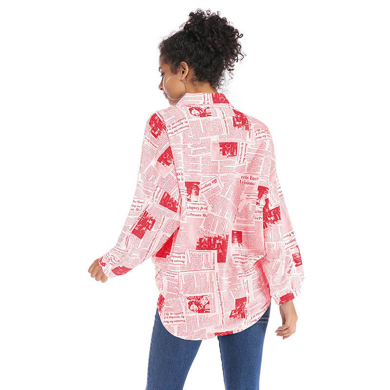 Newspaper Letter Print Top Girls New Shirts