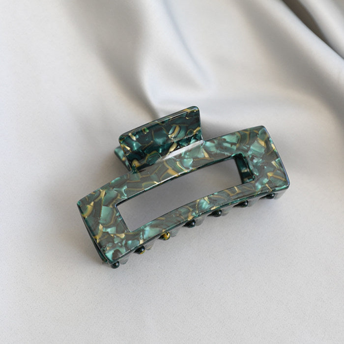 New Korean Retro Hair Claws  Clamp Hollow Geometric Square Leopard Pattern Ponytail Hair Grabbing Clips for Women
