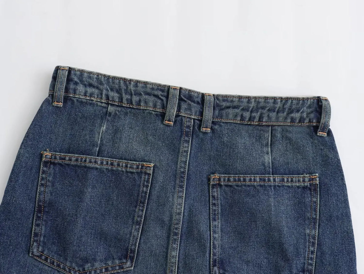 Denim Midi Skirt Women Blue High Waist Long Skirts for Women Autumn Slit Jeans Skirt Woman Streetwear Women's Skirts