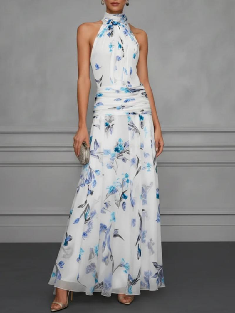 Hanging neck printed dress
