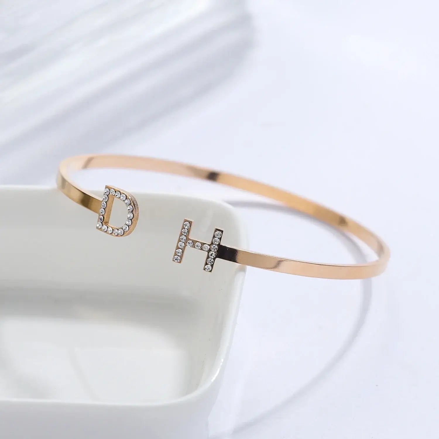 Custom Iced Initials Bracelet Personalized Bracelet Stainless Steel