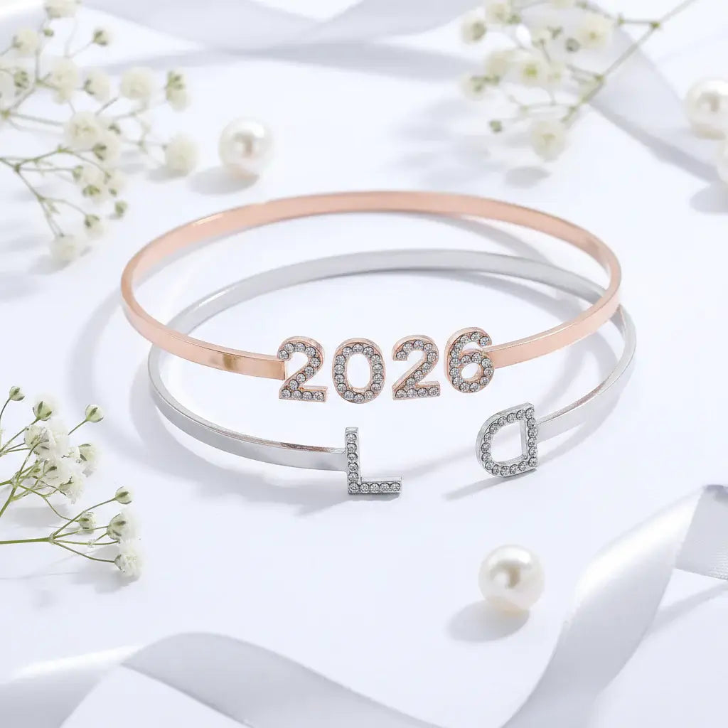 Custom Iced Initials Bracelet Personalized Bracelet Stainless Steel