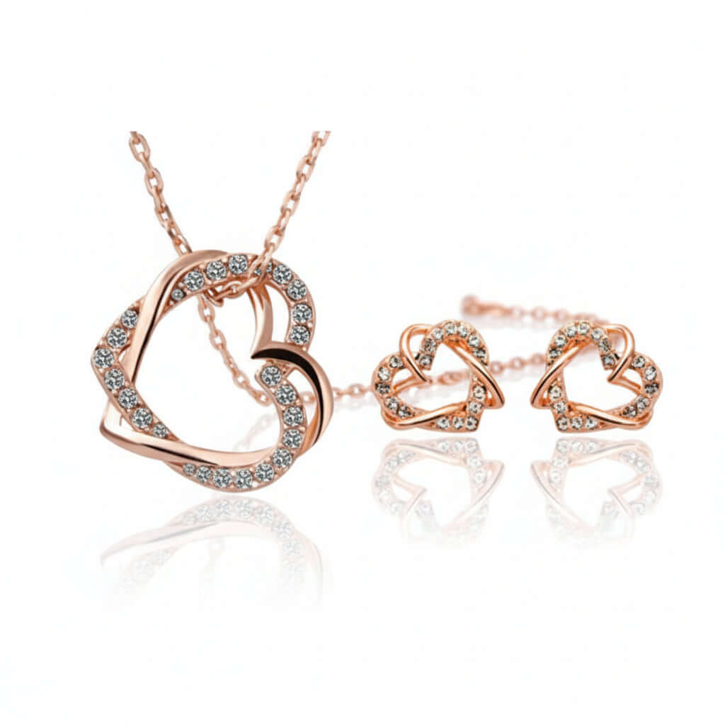 Customized heart necklace Double Diamond Necklace Korean Style Jewelry