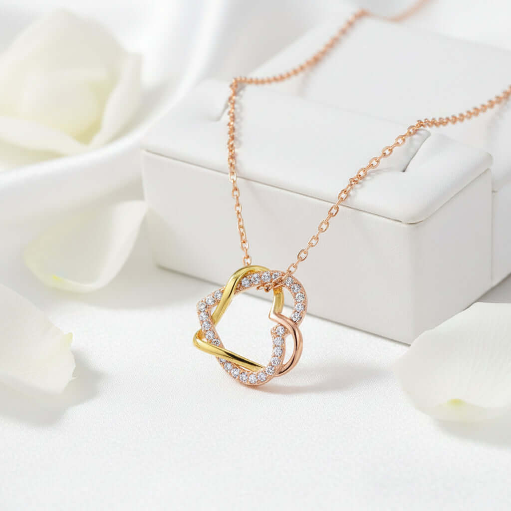 Customized heart necklace Double Diamond Necklace Korean Style Jewelry