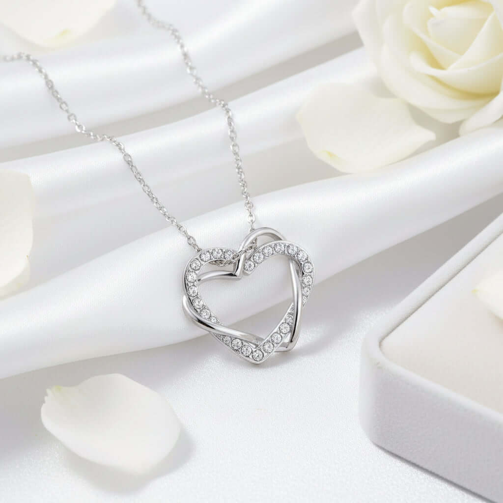 Customized heart necklace Double Diamond Necklace Korean Style Jewelry