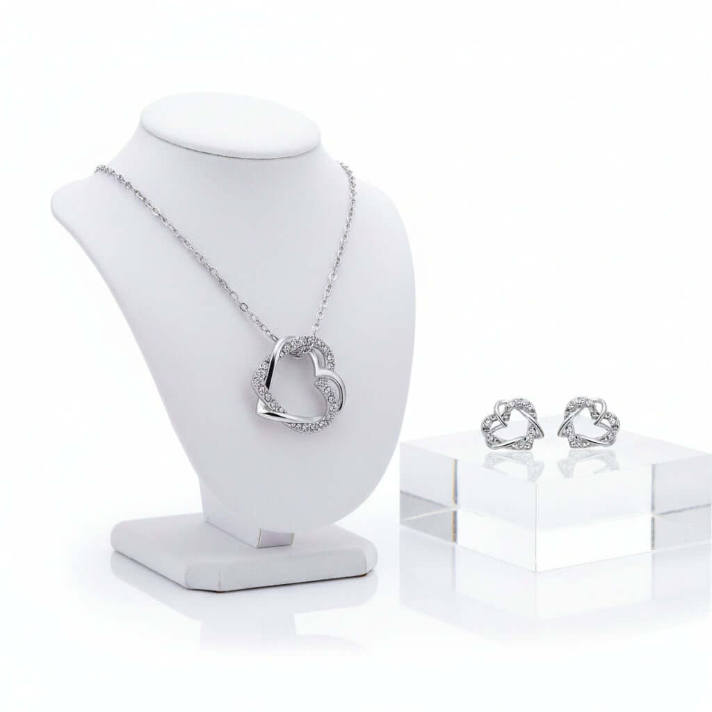 Customized heart necklace Double Diamond Necklace Korean Style Jewelry