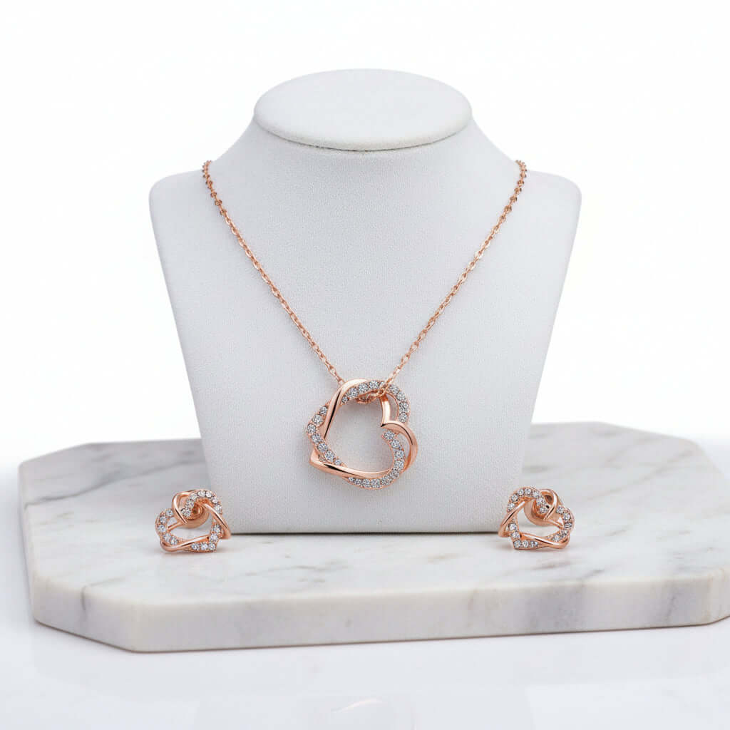 Customized heart necklace Double Diamond Necklace Korean Style Jewelry