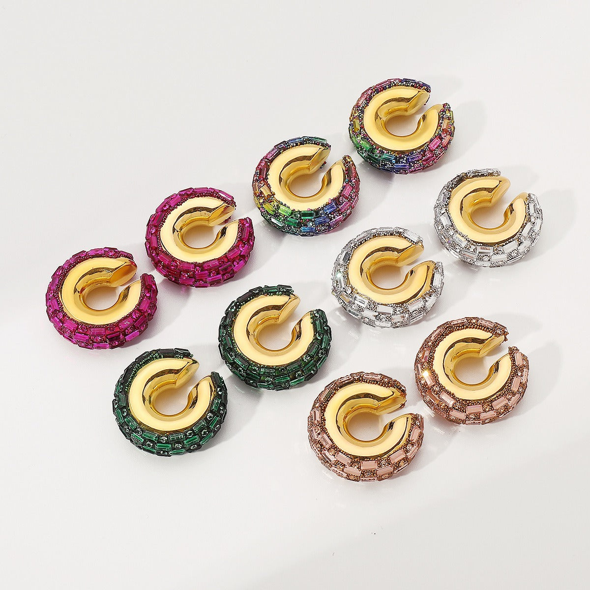 Geometric niche C-shaped earrings European and American new cuff atmospheric metallic alloy women's ear clips