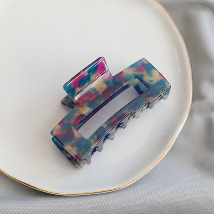 New Korean Retro Hair Claws  Clamp Hollow Geometric Square Leopard Pattern Ponytail Hair Grabbing Clips for Women