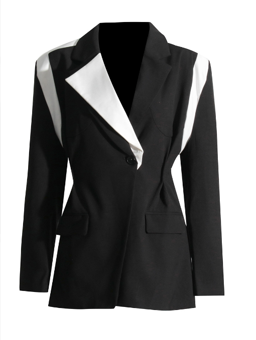 Spring and Autumn New South Korea East Gate Elegant Loose Profile Slim Combination Contrast Color Small Suit Coat Female