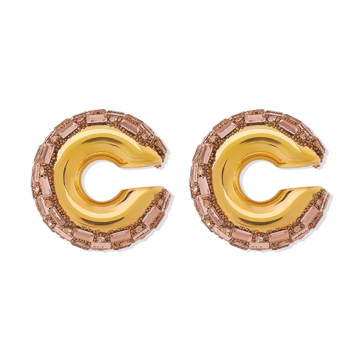 Geometric niche C-shaped earrings European and American new cuff atmospheric metallic alloy women's ear clips