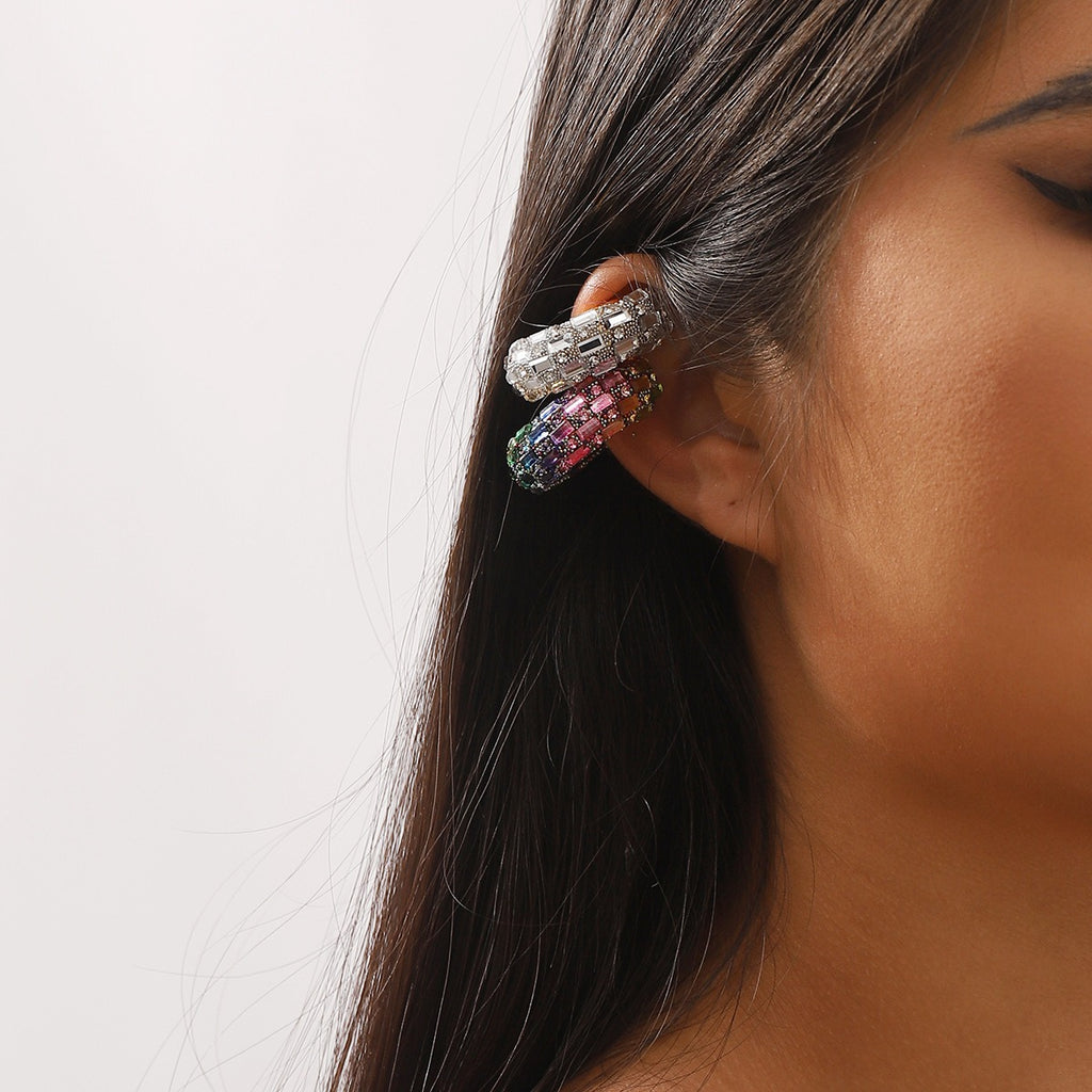 Geometric niche C-shaped earrings European and American new cuff atmospheric metallic alloy women's ear clips