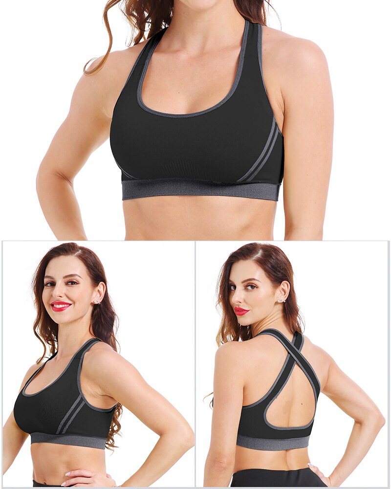 SEXYWG Cross-Back Sports Bra for Women Gym Althletic Vest Yoga Bras Push Up Brassiere BH Sport Top Crop Sportswear Fitness Shirt