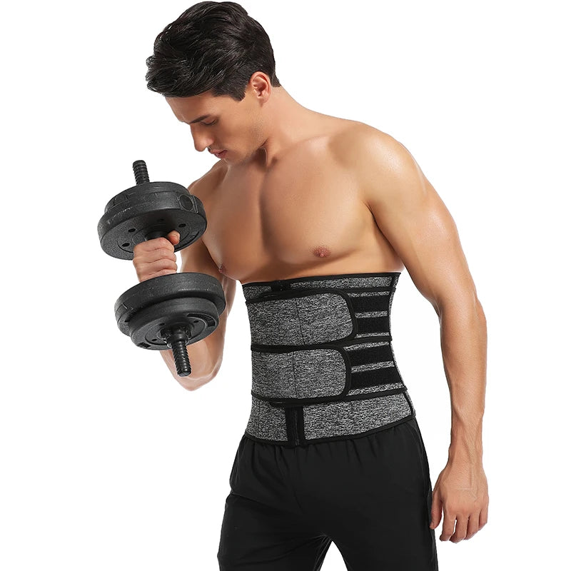 Men Waist Trainer Trimmer Belt for Weight Loss Neoprene Body Shaper Sauna Workout Sweat Belly Belt with Double Straps Shapewear
