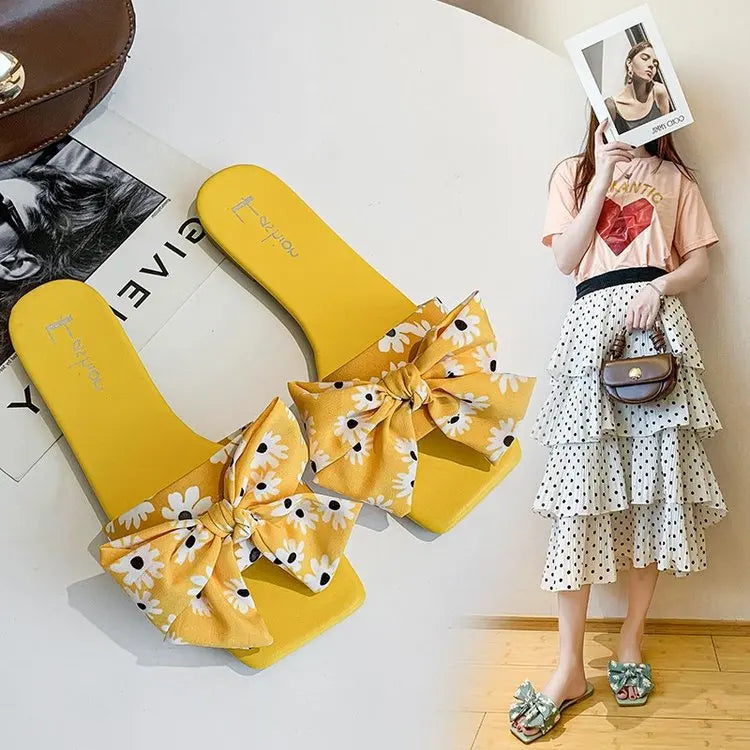 Summer New Casual Sandals Bow Cute Outdoor Slippers Women's Shoes
