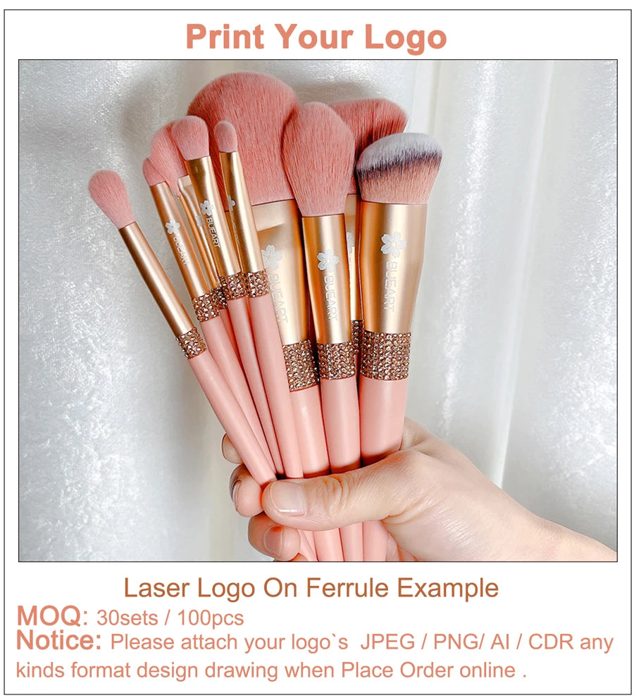 LOYBJ 10pcs Diamond Makeup Brushes Set Cosmetics Blending Tool Powder Foundation Blush Highlight Eyeshadow Eyebrow Eyelash Brush
