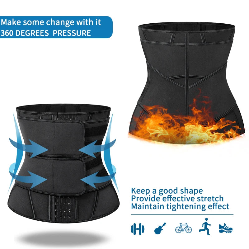 Men Waist Trainer Fitness Slimming Belt Sauna Body Shaper Corset for Abdomen Weight Loss Trimmer Belt Sweat Workout Fat Burner