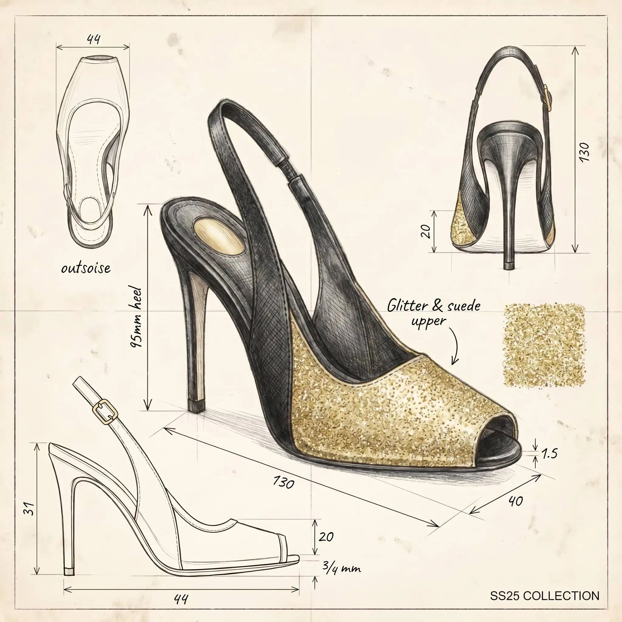 Luxury Contrast Color Glitter Slingback Stiletto Sandals Peep Toe Height Increasing Club Date Night Wedding Bridal Fashion