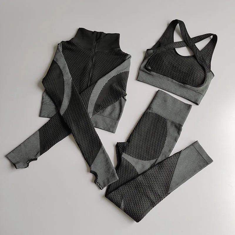 LANTECH Women Sports Suits Set Yoga Sets Gym Fitness Pants Leggings Sportswear Leggings Seamless Athletic Sports Shirts