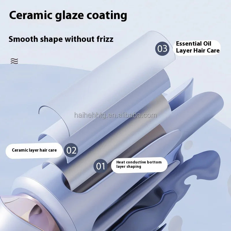 32MM  Fast PTC Heating Automatic Rotating Hair Curler 35W Electric Pink Blue Household Hotel Use 1-Year 3 Temperature