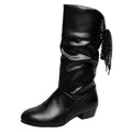 Women's Punk Plus Size Mid Calf Boots Autumn Winter Spring Fashion Solid Rubber Outsole