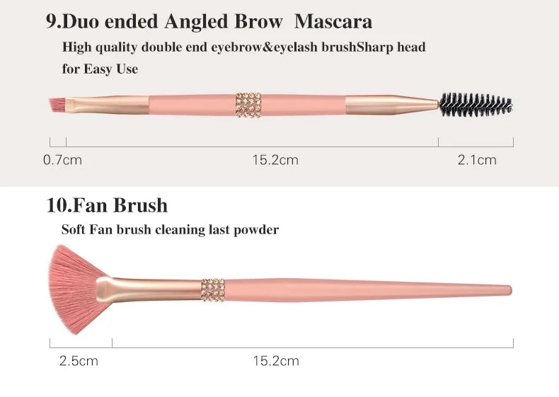 LOYBJ 10pcs Diamond Makeup Brushes Set Cosmetics Blending Tool Powder Foundation Blush Highlight Eyeshadow Eyebrow Eyelash Brush