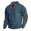 Fashion Solid Color Men's Hoodies Non Hooded Corduroy Hoodies Men High Quality Winter Stand-up Collar Hoodies