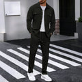 Autumn New Style High-quality Breathable Men's Waffle Long-Sleeved Pants Casual Double-Pocket Workwear Jacket Set