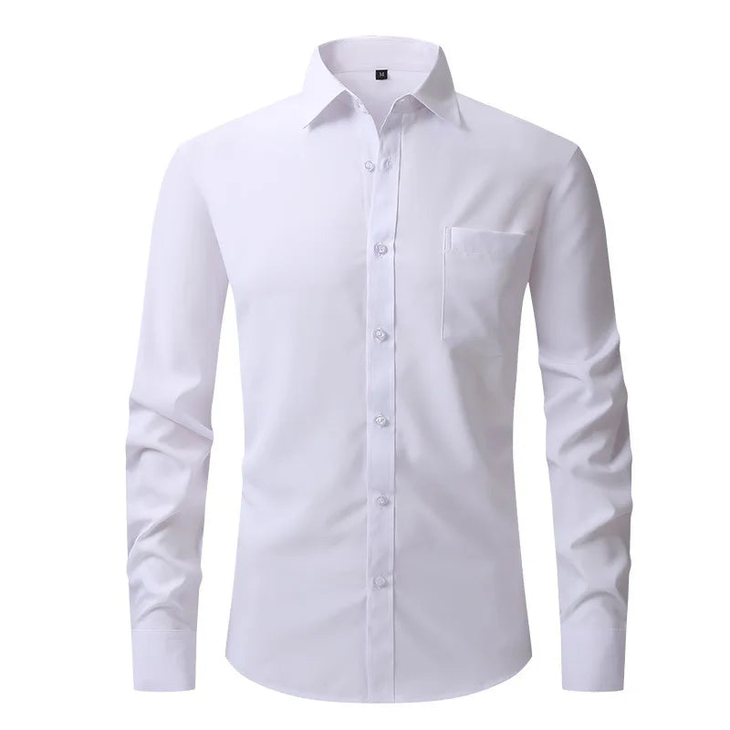 OEM Service Men's Casual Long Sleeve Dress Shirts Anti-pilling Square Collar Polyester Eco-Friendly Anti-Wrinkle