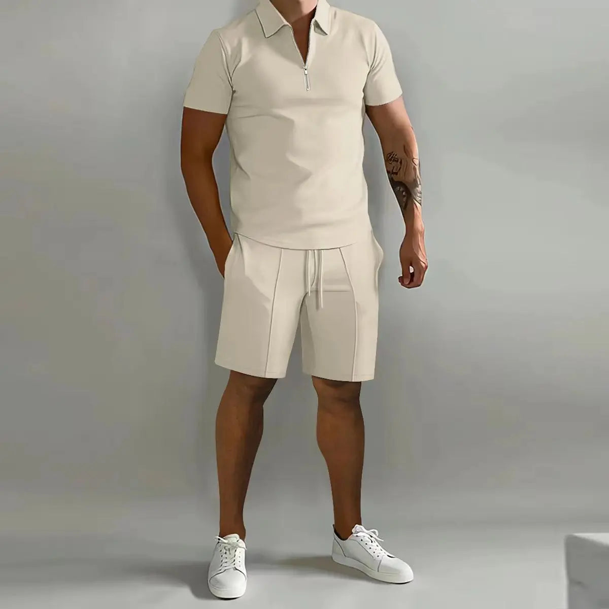 Fashion Men's Summer Short-Sleeved T-Shirt and Trousers Set Polo and Shorts Sets for Men Costume Classic