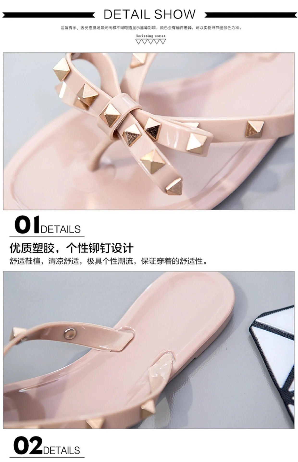 New Rivet Bow Sandals and Slippers Summer Transparent Crystal Shoes Women Outdoor Flip Flops