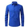 OEM Service Men's Casual Long Sleeve Dress Shirts Anti-pilling Square Collar Polyester Eco-Friendly Anti-Wrinkle