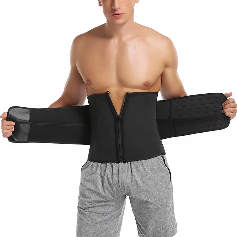 Men Waist Trainer Trimmer Belt for Weight Loss Neoprene Body Shaper Sauna Workout Sweat Belly Belt with Double Straps Shapewear