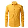 OEM Service Men's Casual Long Sleeve Dress Shirts Anti-pilling Square Collar Polyester Eco-Friendly Anti-Wrinkle