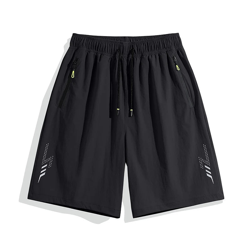 Summer New Style Sporty Solid Color Sports Shorts Casual Men's Quick-drying Drawstring Ice Silk Fitness Loose