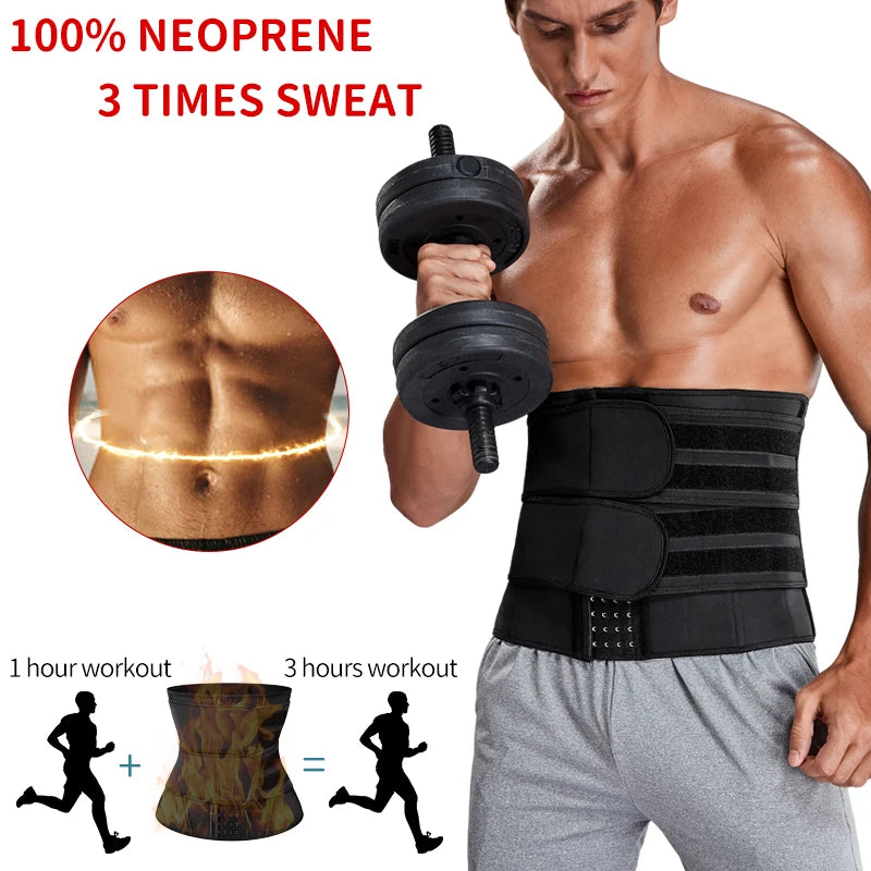 Men Waist Trainer Fitness Slimming Belt Sauna Body Shaper Corset for Abdomen Weight Loss Trimmer Belt Sweat Workout Fat Burner