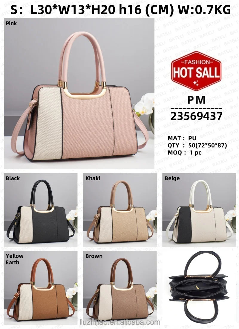New Spliced Contrasting Colors Women's Casual Shoulder Crossbody Handbags Large Capacity Fashionable Zipper